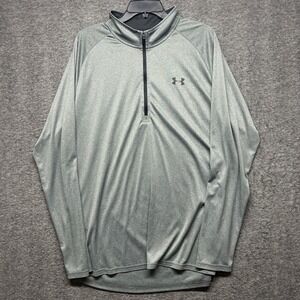 Under Armour Mens 2XL Gray HeatGear‎ Loose Fit 1/4 Zip Pullover Long Sleeve